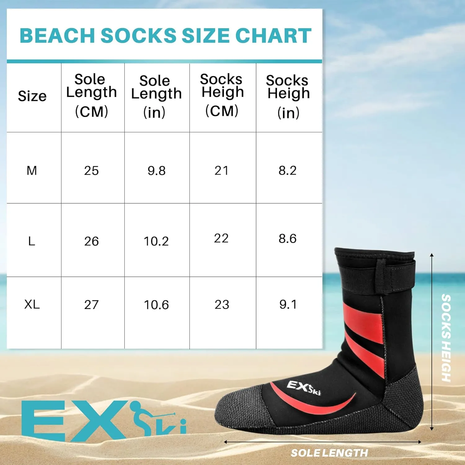 3mm Neoprene Water Socks, Sandproof Durable Beach Volleyball Socks for Men Women