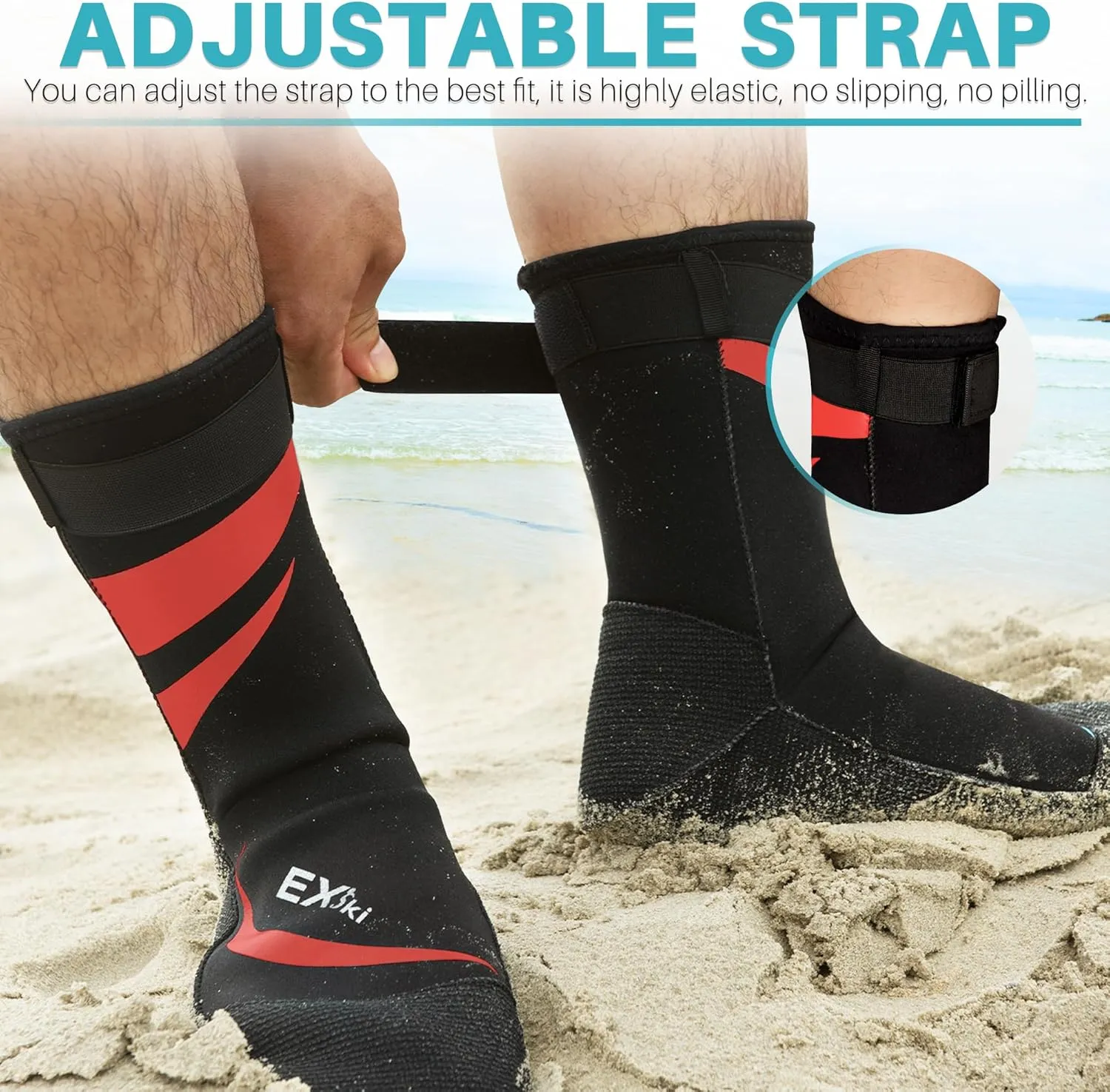 3mm Neoprene Water Socks, Sandproof Durable Beach Volleyball Socks for Men Women
