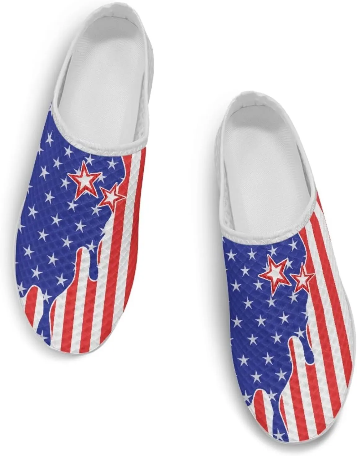 American Flag Print Mule Tennis Shoes for Women Classic Flats Shoes White EVA Sole Casual Sneaker Garden Clogs