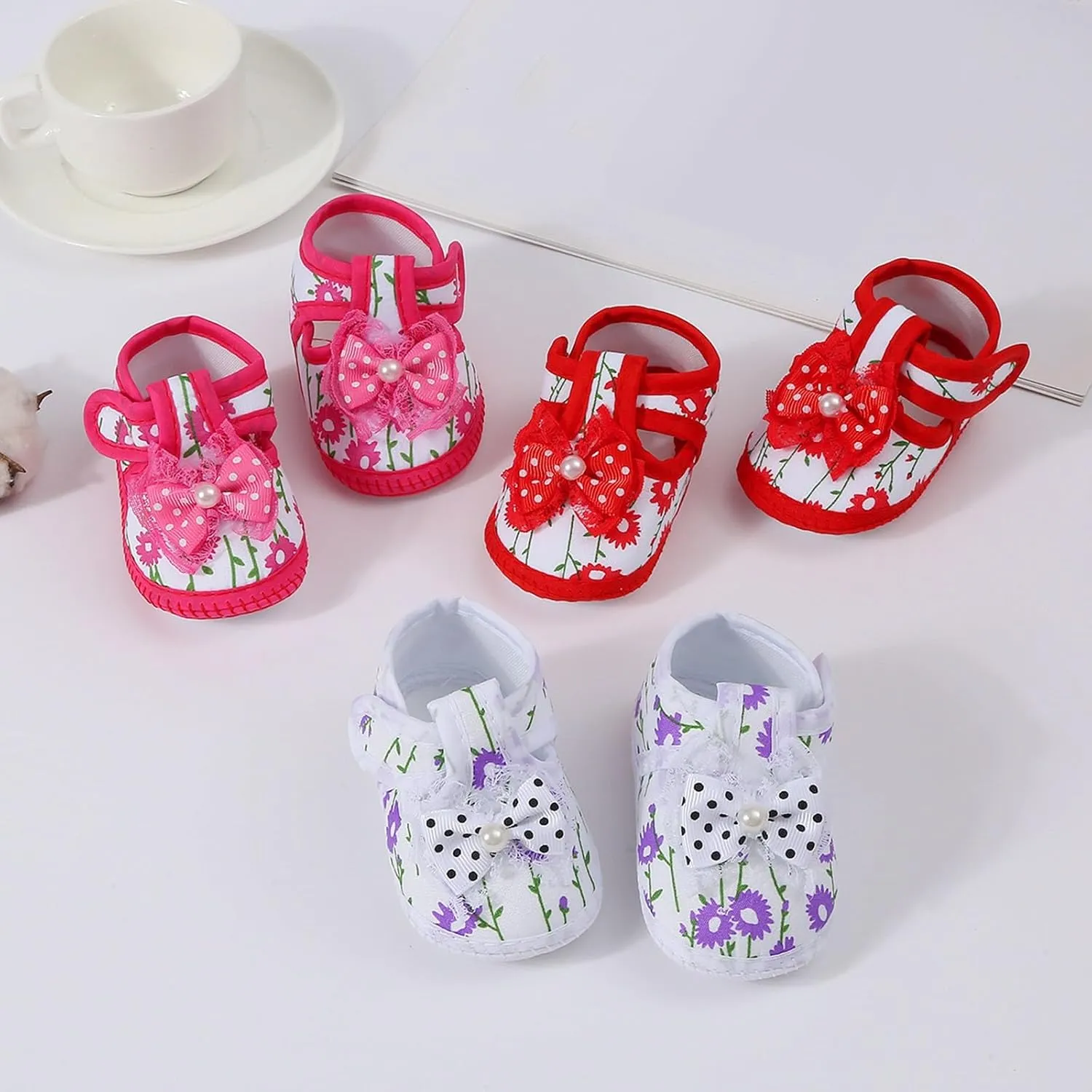 Baby Girls Barefoot Sandals Lightweight Soft Sole Closed Toe Sandal Flats with Grips Newborn Crib Shoes First Walkers