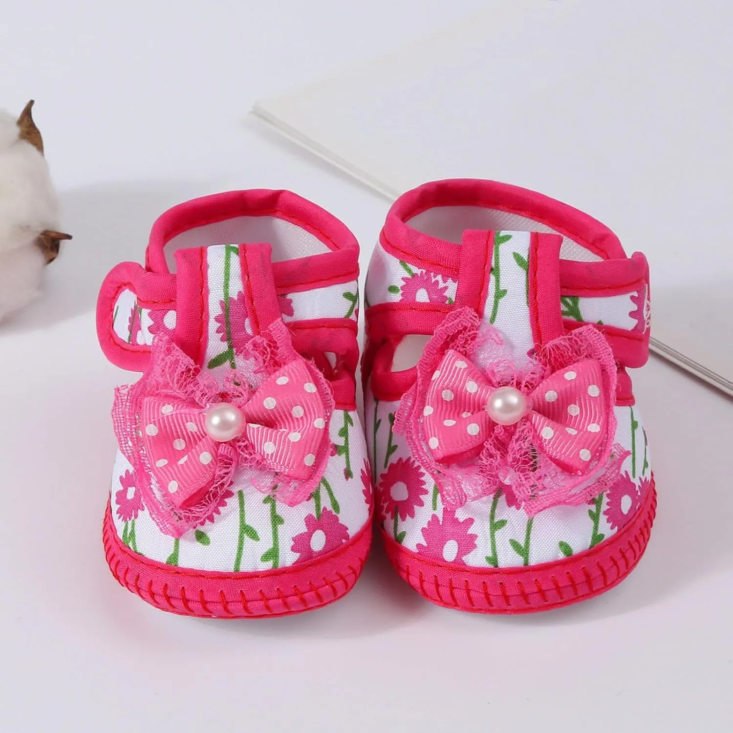 Baby Girls Barefoot Sandals Lightweight Soft Sole Closed Toe Sandal Flats with Grips Newborn Crib Shoes First Walkers