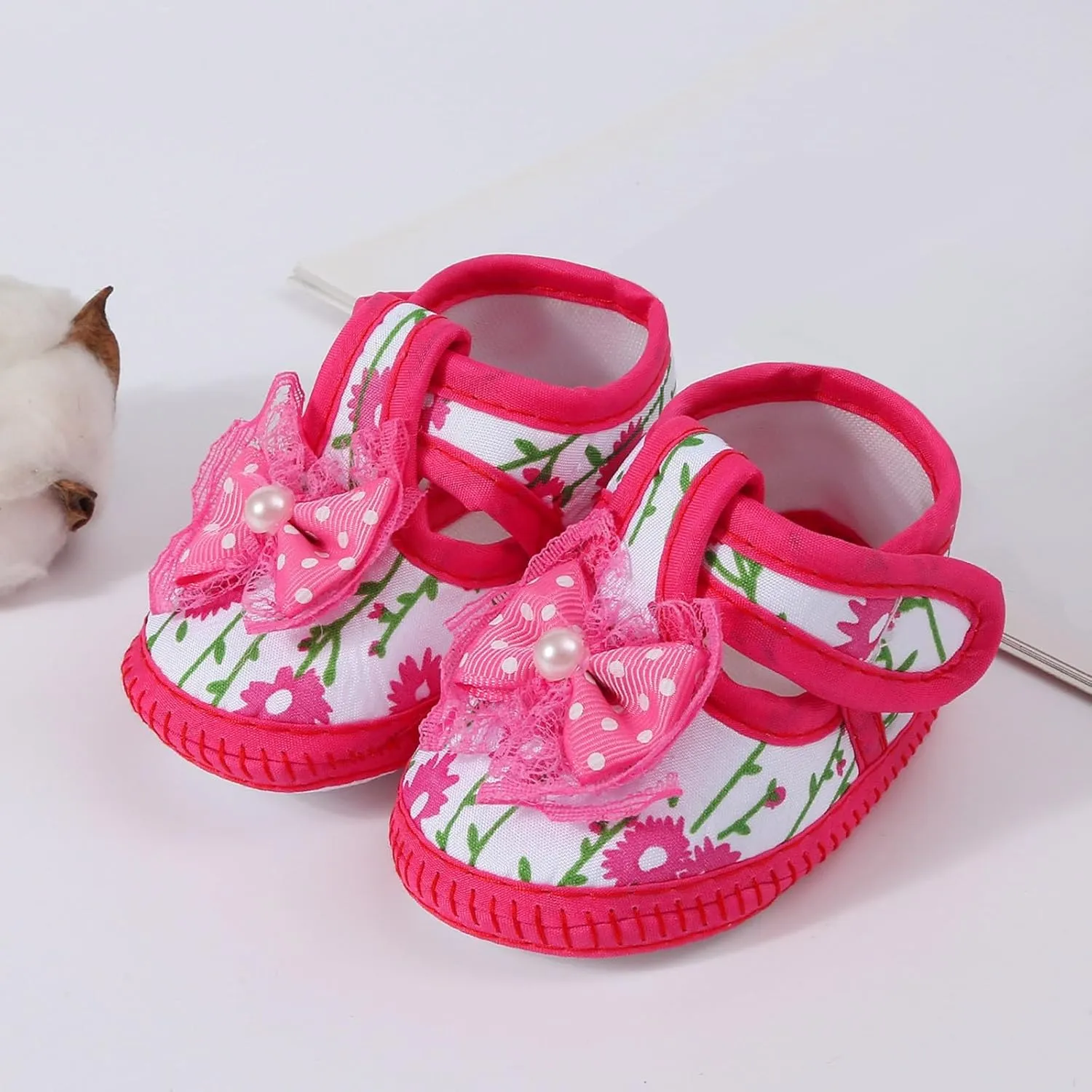 Baby Girls Barefoot Sandals Lightweight Soft Sole Closed Toe Sandal Flats with Grips Newborn Crib Shoes First Walkers