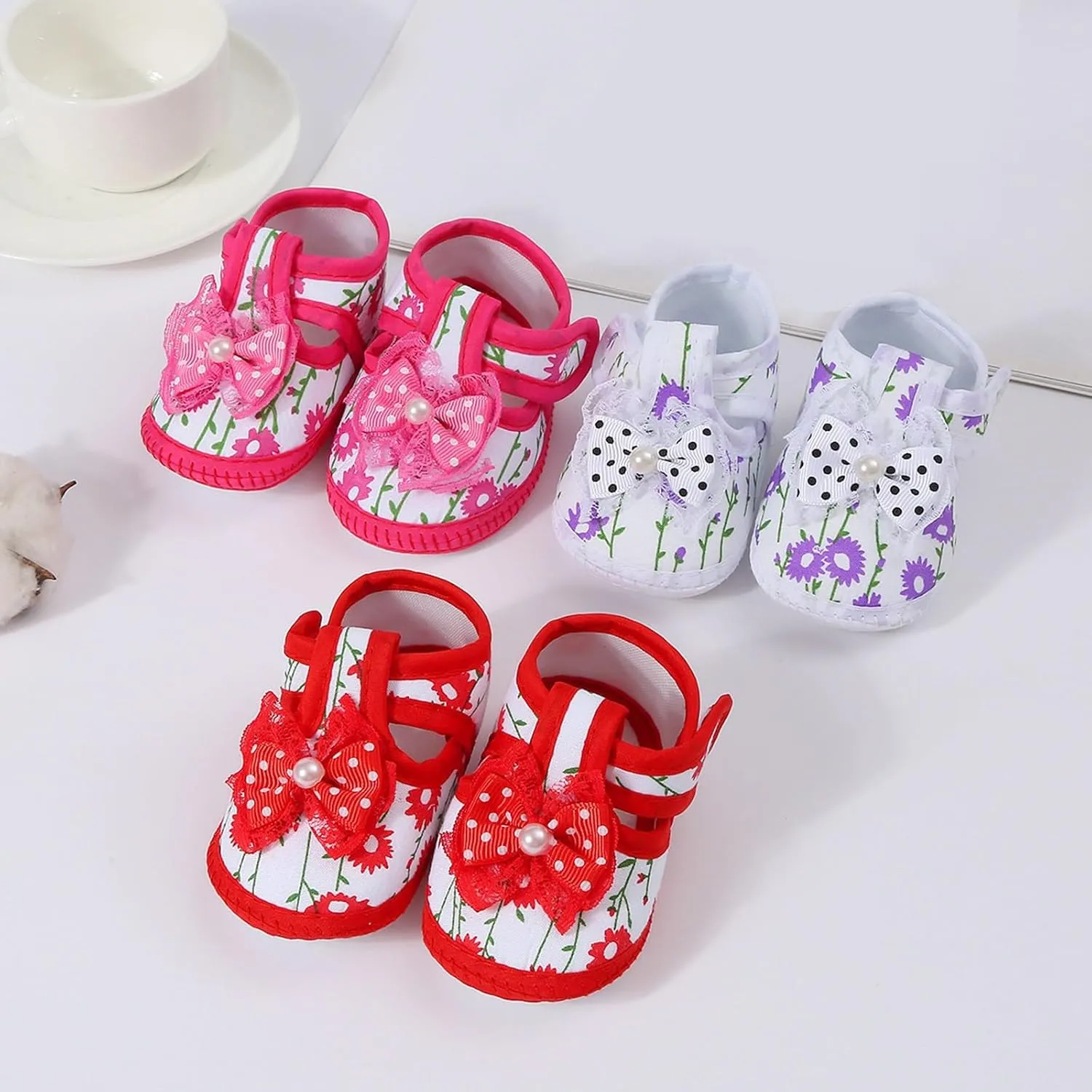 Baby Girls Barefoot Sandals Lightweight Soft Sole Closed Toe Sandal Flats with Grips Newborn Crib Shoes First Walkers