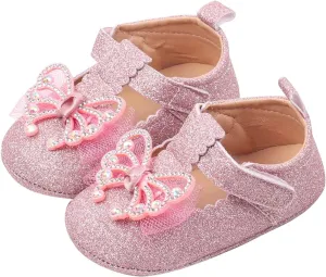 Baby Girls Butterfly Sandals Non Slip Close Toe Flats Adjusted Strap Cute Princess Shoes Toddler Summer Soft Sandals