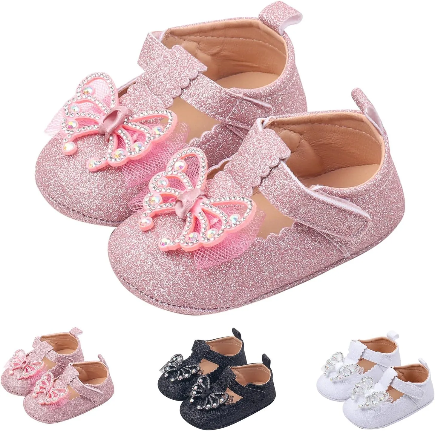 Baby Girls Butterfly Sandals Non Slip Close Toe Flats Adjusted Strap Cute Princess Shoes Toddler Summer Soft Sandals