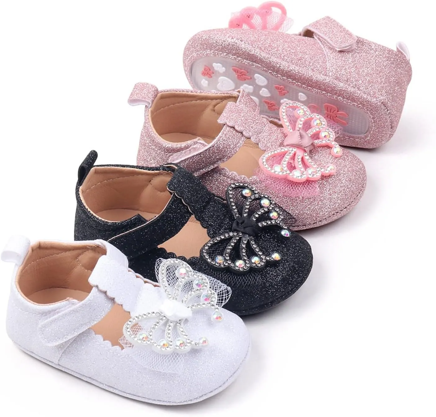 Baby Girls Butterfly Sandals Non Slip Close Toe Flats Adjusted Strap Cute Princess Shoes Toddler Summer Soft Sandals