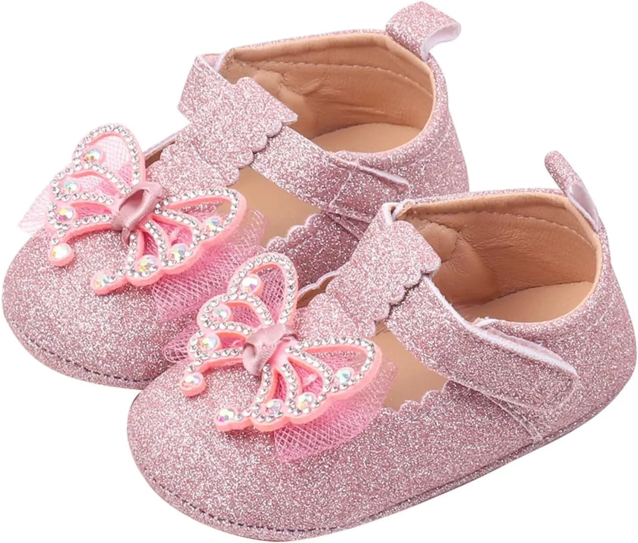 Baby Girls Butterfly Sandals Non Slip Close Toe Flats Adjusted Strap Cute Princess Shoes Toddler Summer Soft Sandals