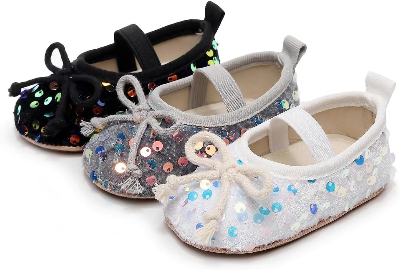 Baby Girls Cute Sandals Sequins Bow Knot Non Slip Close Toe Flats Shoes Infant Soft Casual Sole Dress Sandals