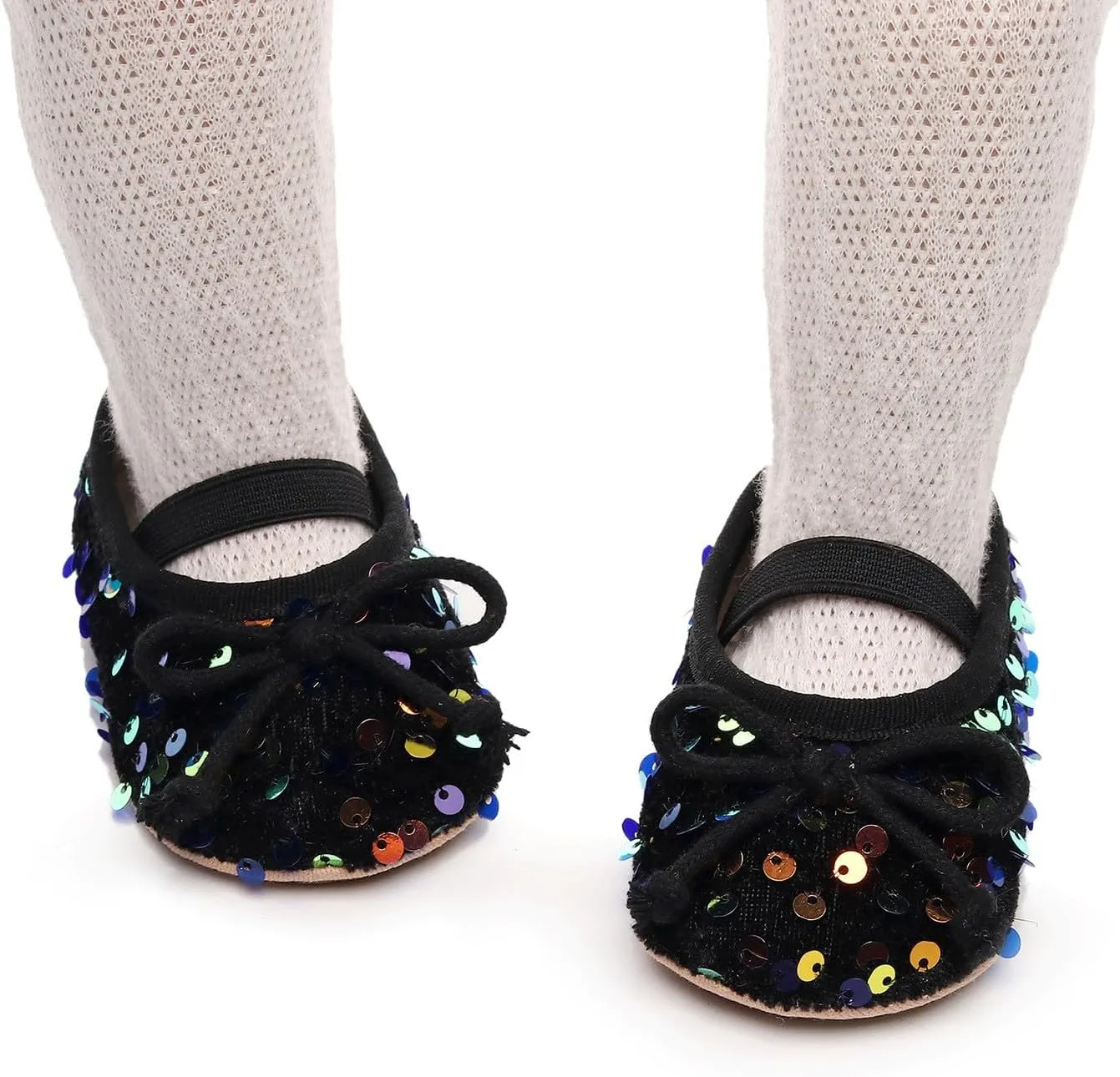 Baby Girls Cute Sandals Sequins Bow Knot Non Slip Close Toe Flats Shoes Infant Soft Casual Sole Dress Sandals