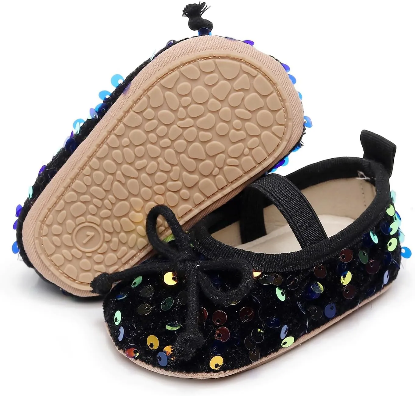 Baby Girls Cute Sandals Sequins Bow Knot Non Slip Close Toe Flats Shoes Infant Soft Casual Sole Dress Sandals
