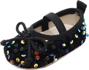 Baby Girls Cute Sandals Sequins Bow Knot Non Slip Close Toe Flats Shoes Infant Soft Casual Sole Dress Sandals
