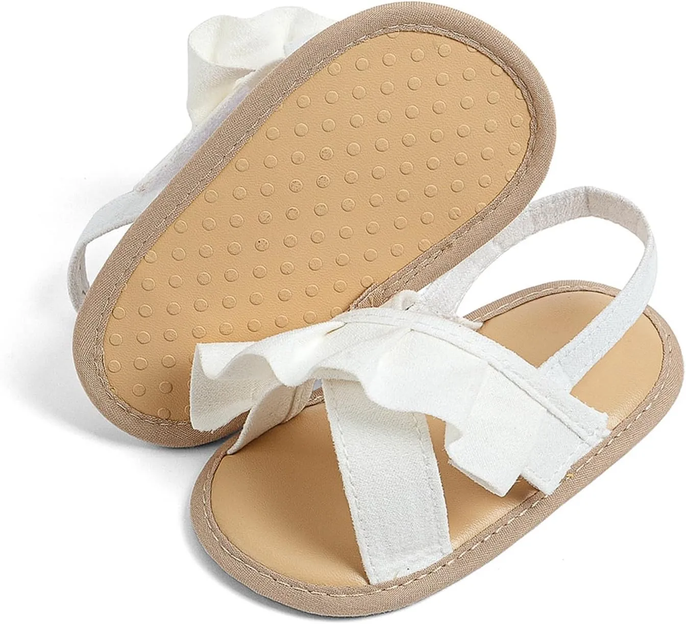 Baby Girls Ruffle Sandals Non Slip Flats Open Toe Dress Princess Shoes Infant Holiday Beach Casual Soft Sole Slides