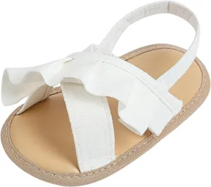 Baby Girls Ruffle Sandals Non Slip Flats Open Toe Dress Princess Shoes Infant Holiday Beach Casual Soft Sole Slides