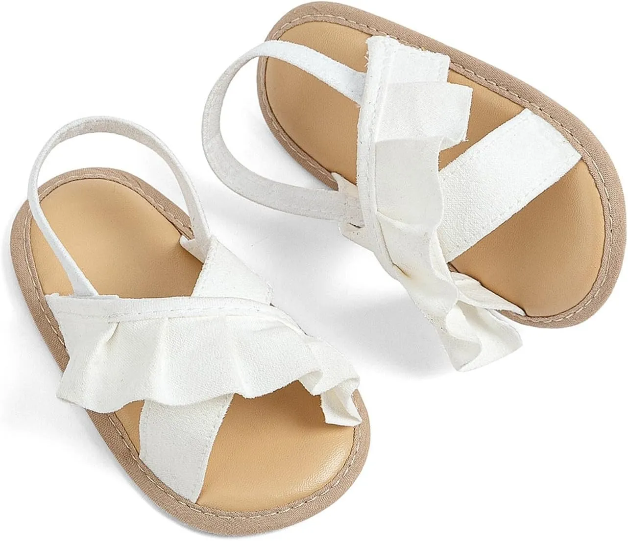 Baby Girls Ruffle Sandals Non Slip Flats Open Toe Dress Princess Shoes Infant Holiday Beach Casual Soft Sole Slides