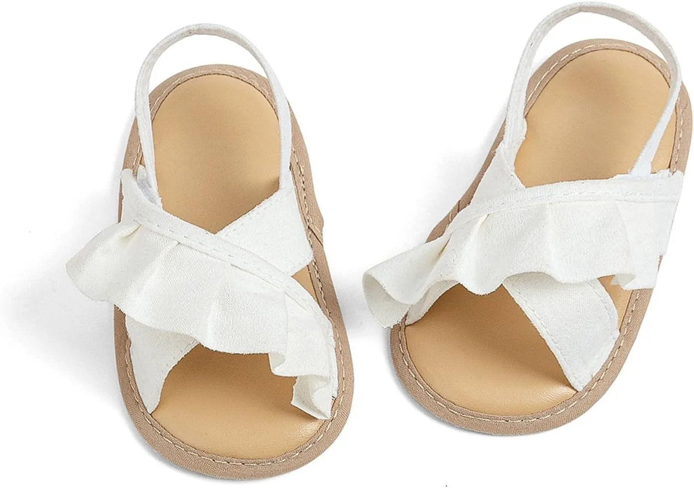 Baby Girls Ruffle Sandals Non Slip Flats Open Toe Dress Princess Shoes Infant Holiday Beach Casual Soft Sole Slides