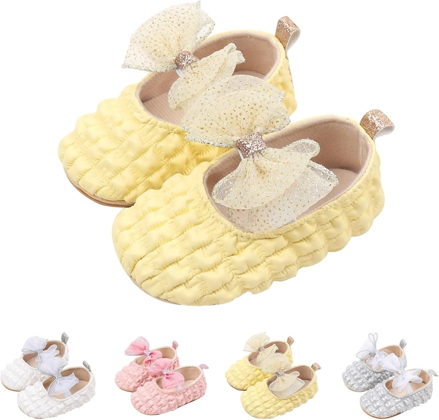 Baby Girls Sandals Cute Bow Knot Non Slip Close Toe Flats Mary Jane Shoes Infant Comfortable Wedding Princess Sandals