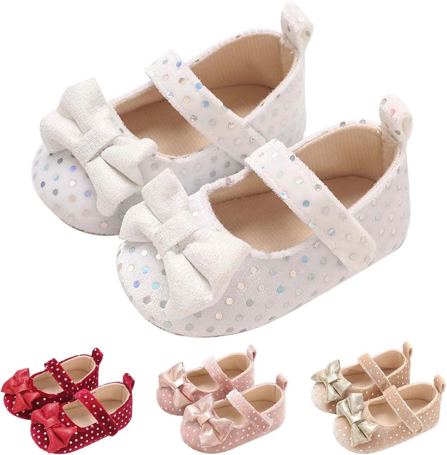 Baby Girls Sandals Cute Sequins Bow Knot Adjusted Strap Non Slip Flats Shoes Infant Soft Princess Wedding Dress Sandals