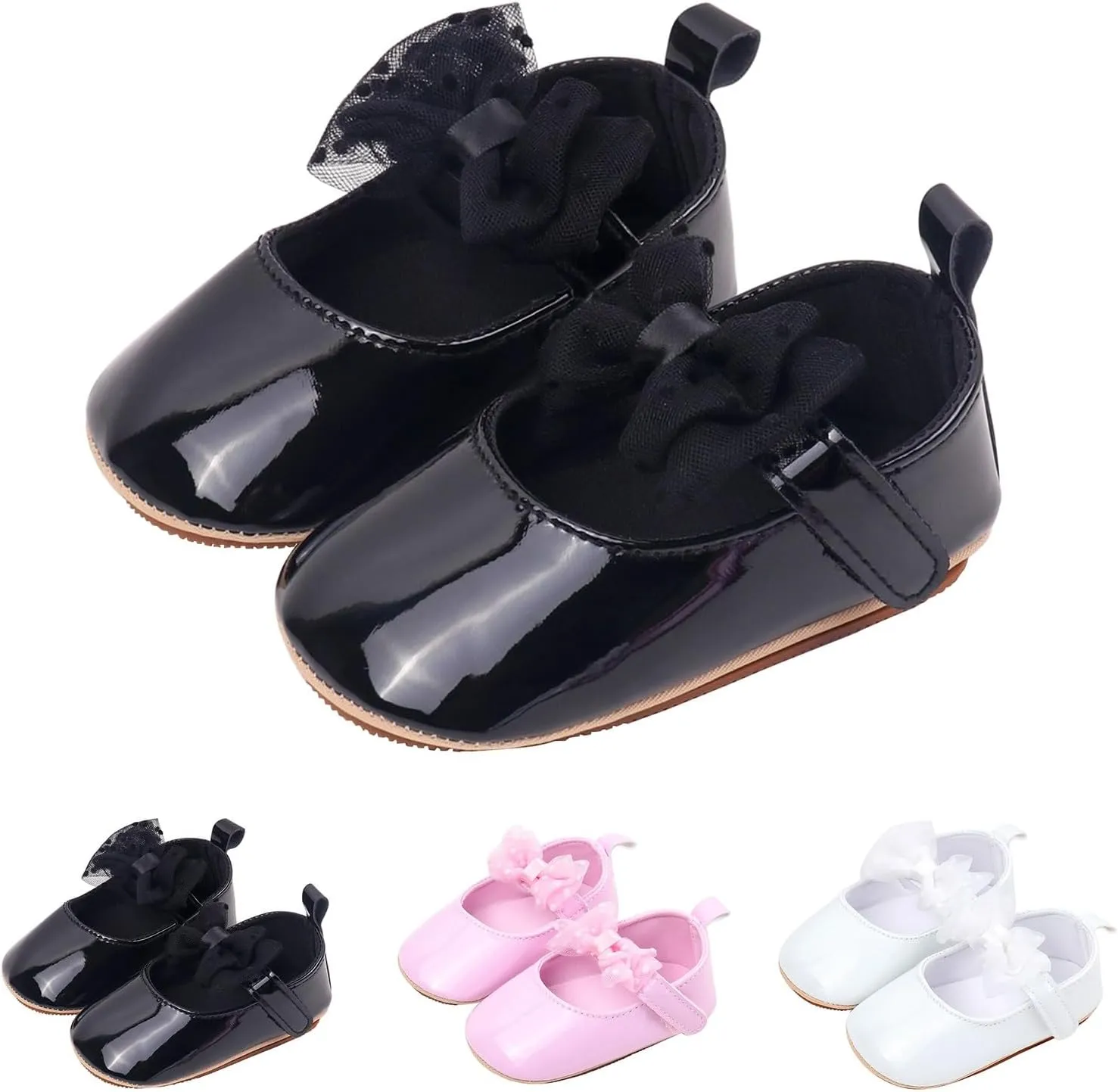 Baby Girls Sandals Lace Bowknot Adjusted Strap Mary Jane Flats Shoes Newborn Cute Wedding Princess Dress Sandals