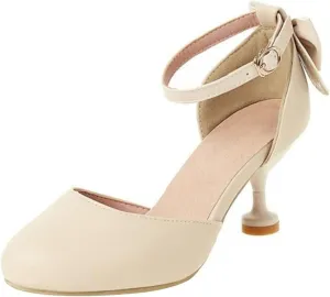 Big Girls High Heel Catwalk Model Shoes umps High School Prom Solid Ball Party Gown Sandals for (Beige, 3 Big Kids)