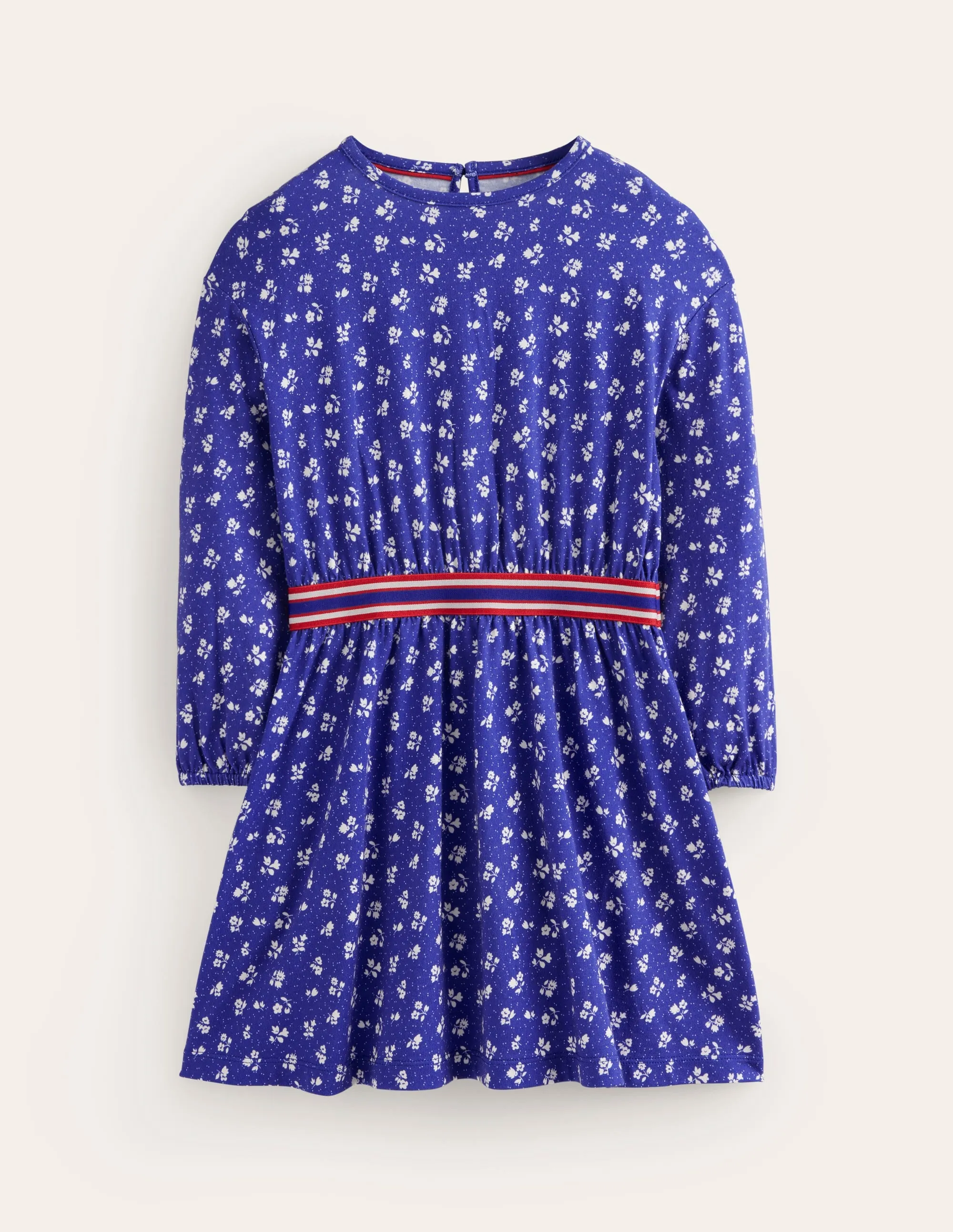 Blouson Sleeve Printed Dress-College Navy Spring
