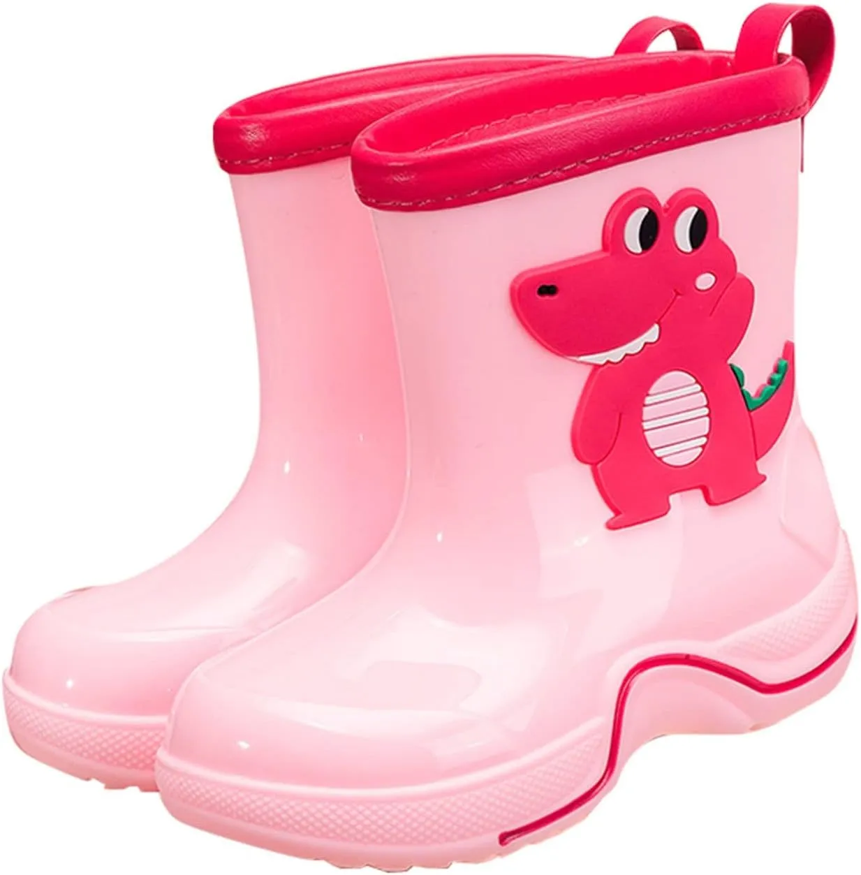 Boys Girls Glitter Easy On Rain Boots Rubber aterproof Boots Textured Soles Non Slip Comfortable School Boot