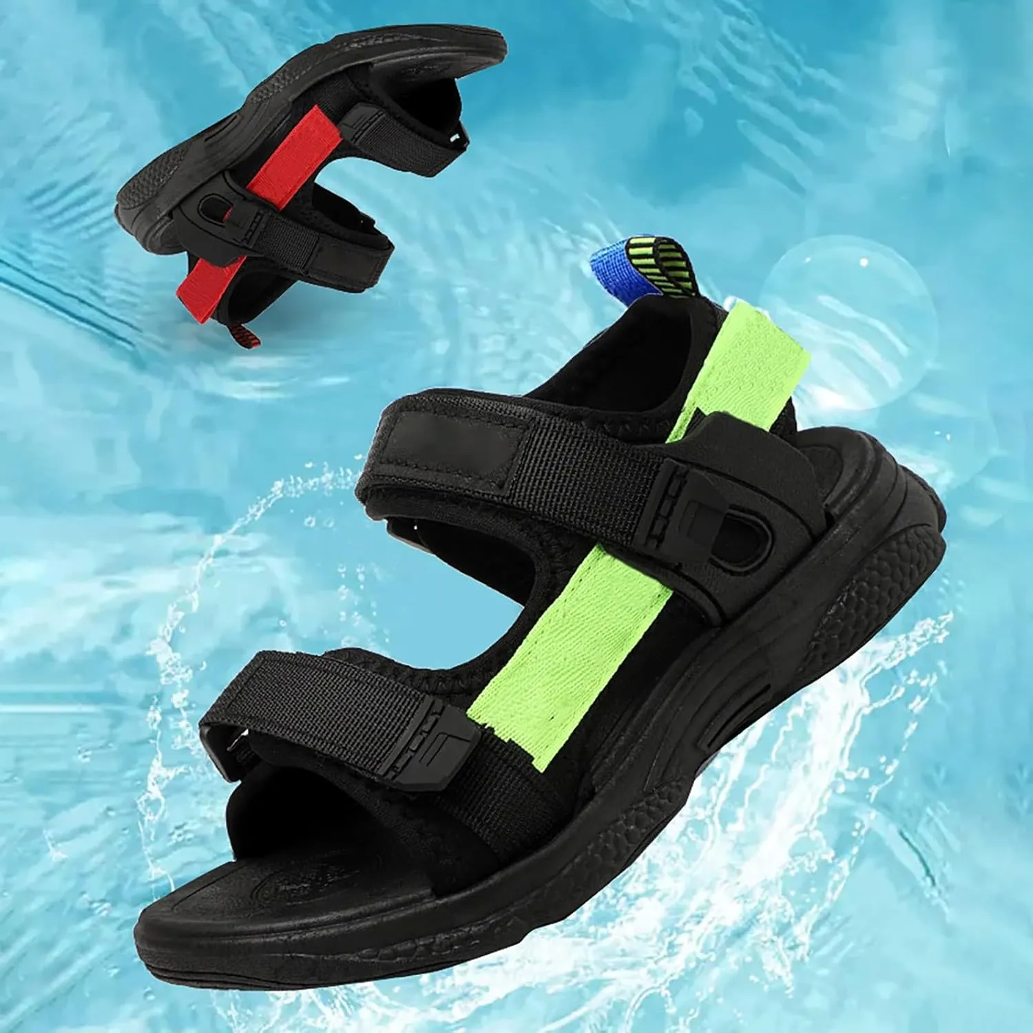 Boys Girls Sports Sandals Open Toe Slip On Double Strap Adjustable Summer Sandals Kids Fashion Beach Water Shoes