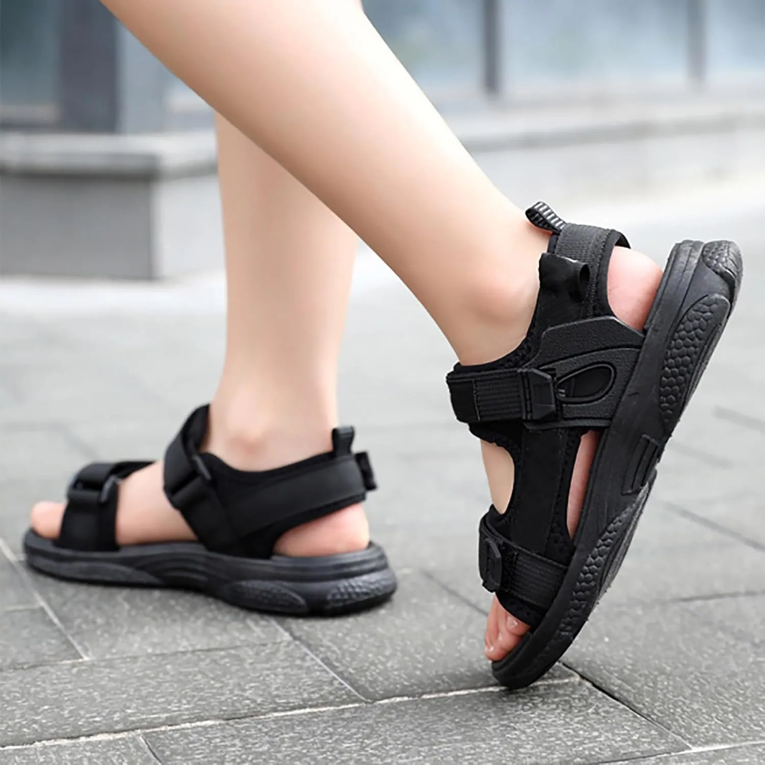 Boys Girls Sports Sandals Summer Open Toe Slip On Double Strap Adjustable Sandals Kids Fashion Beach Water Shoes