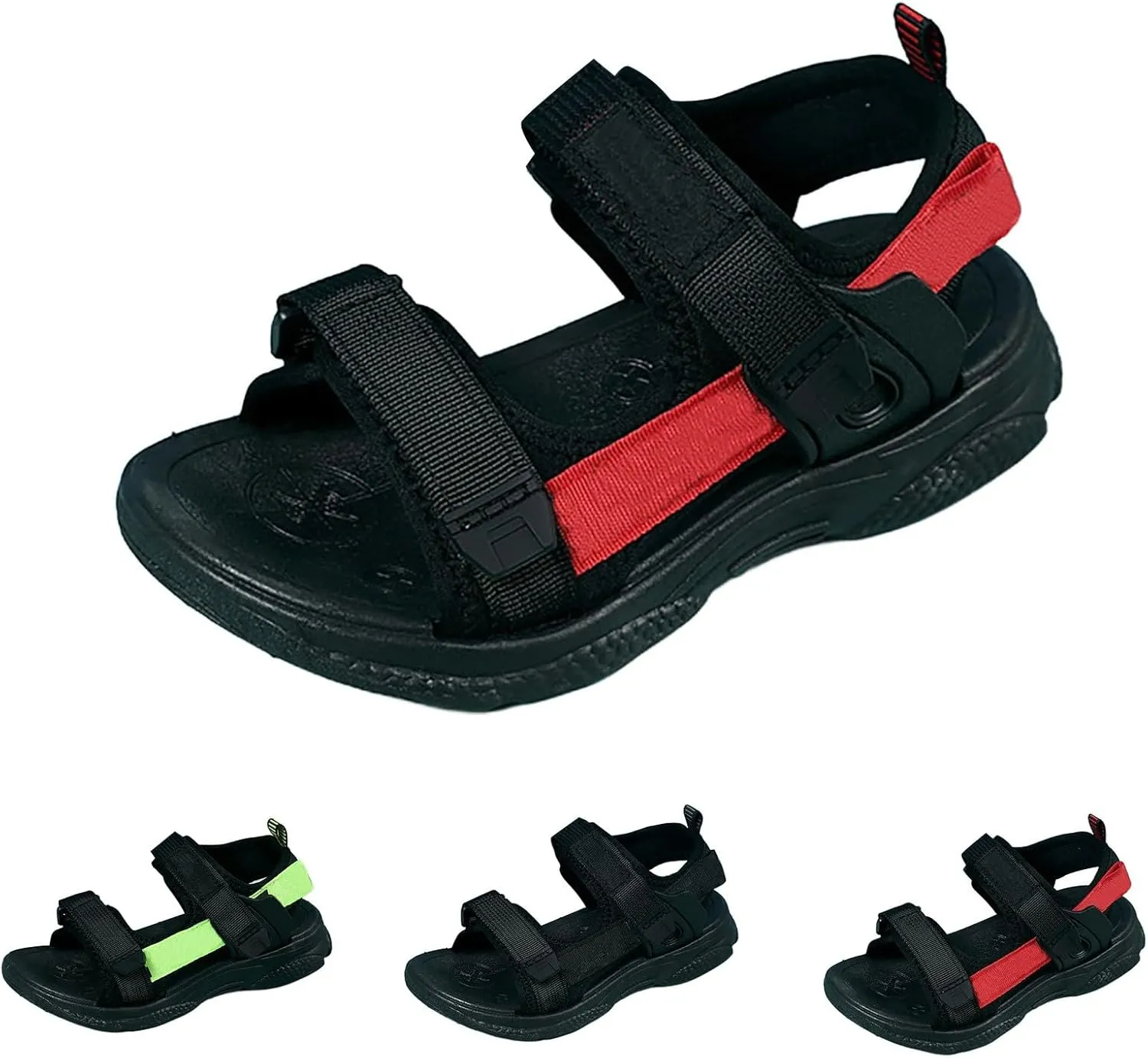 Boys Girls Sports Sandals Summer Open Toe Slip On Double Strap Adjustable Sandals Kids Fashion Beach Water Shoes