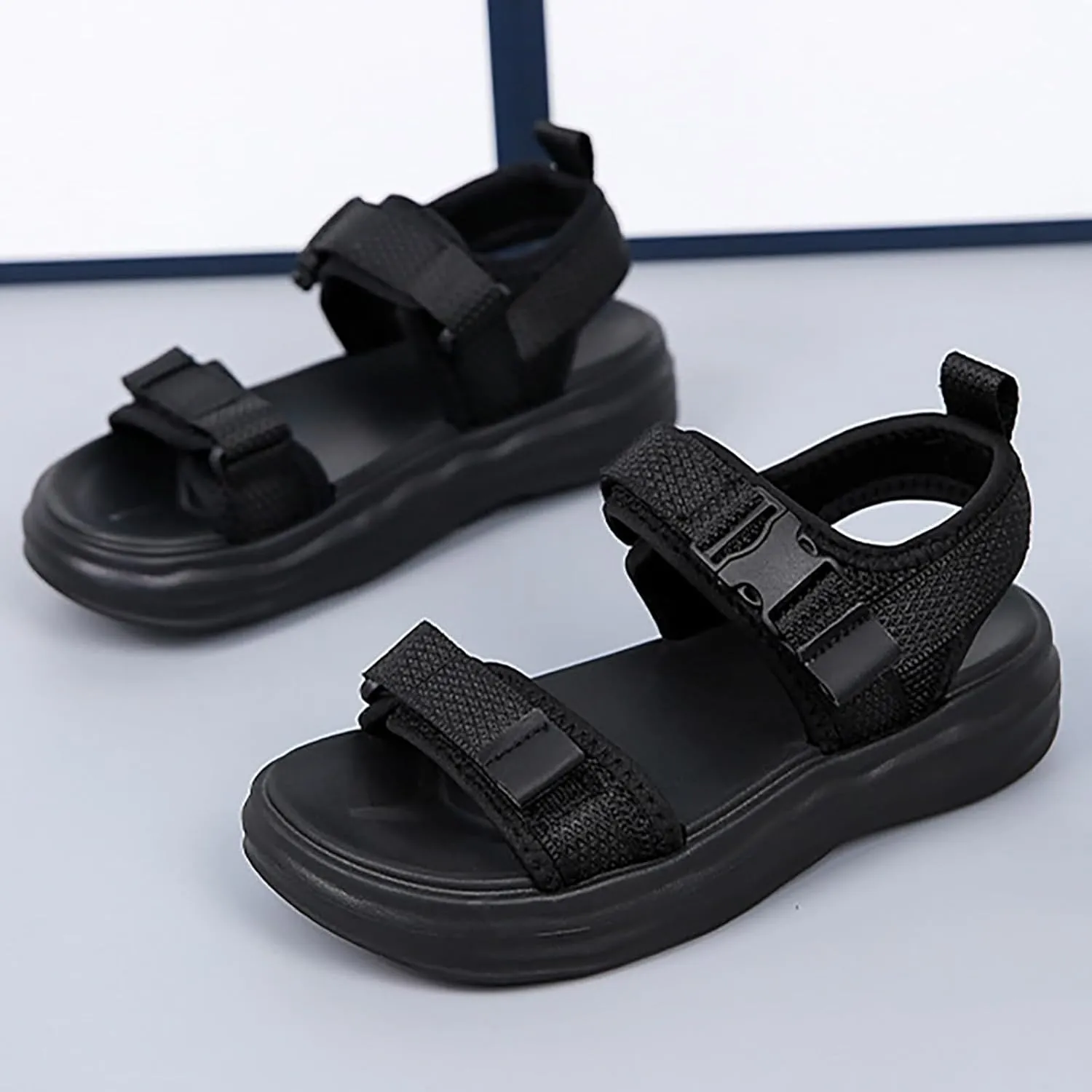 Boys Sandals Open Toe Slip On Double Strap Adjustable Sport Sandals Girls Summer Outdoor Athletic Water Shoes