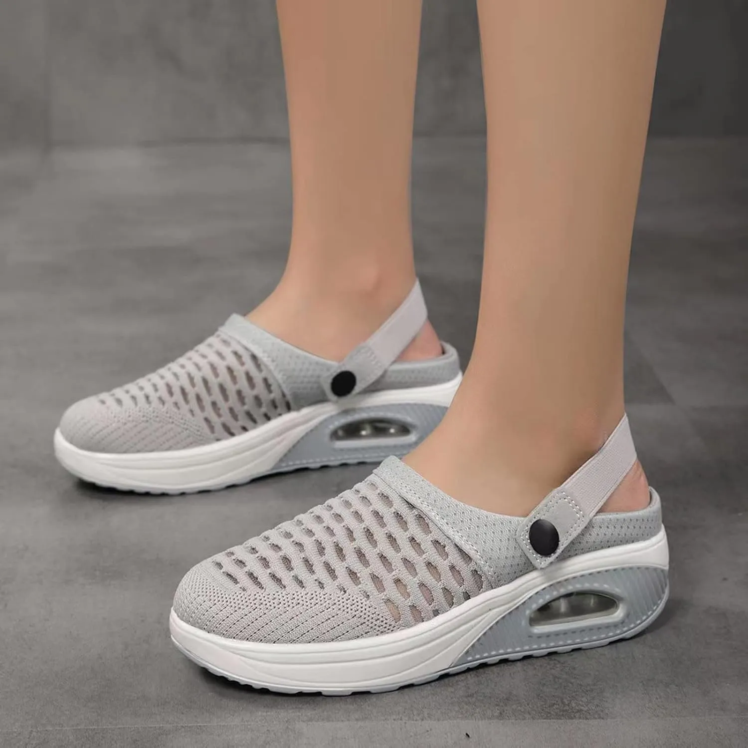 Canbebig Women's Sport Sandals Wide Width Non-Slip Sneakers Air Cushion Platform Mesh Mules Sneaker Sandals Arch Support Walking Orthopedic Clogs