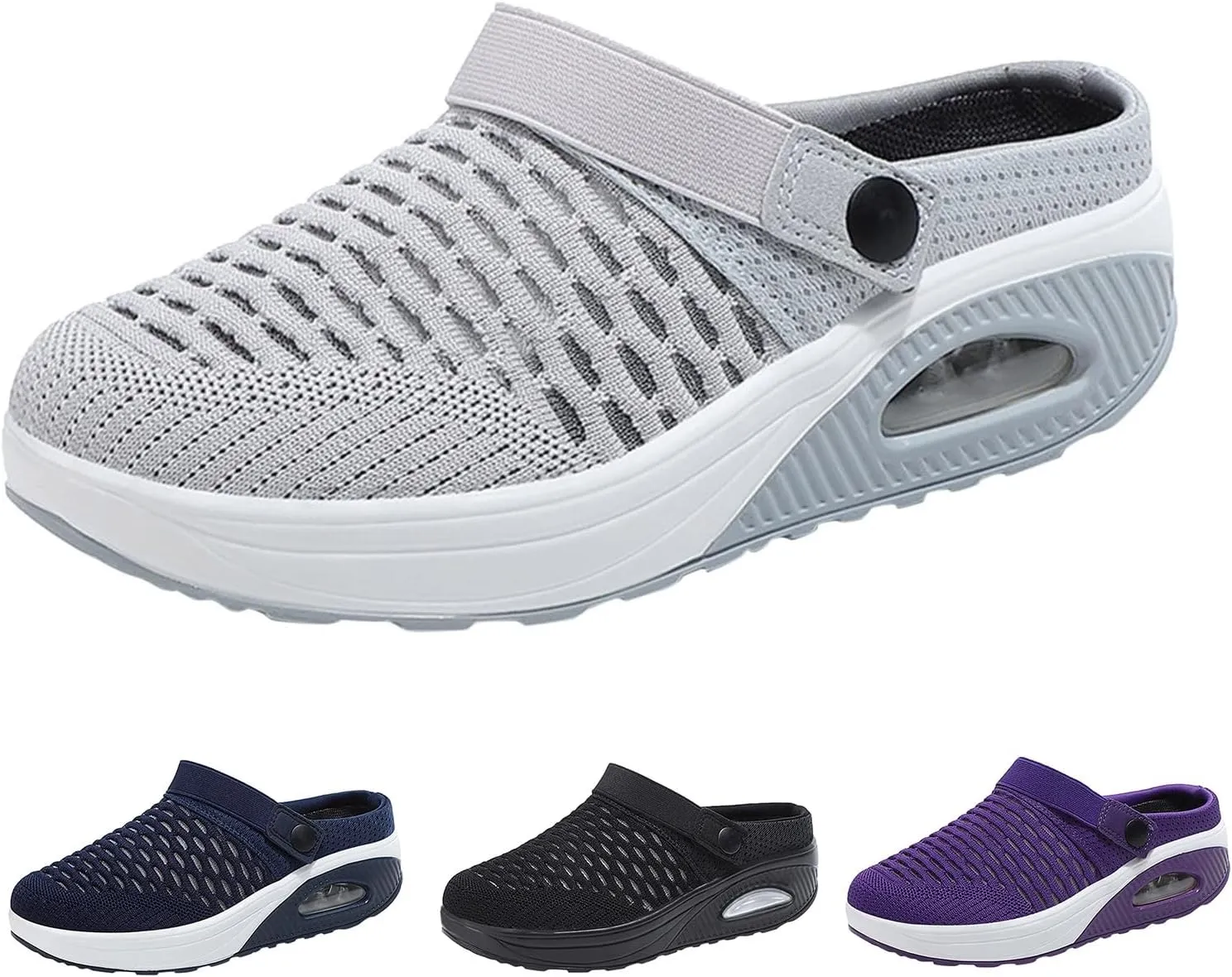 Canbebig Women's Sport Sandals Wide Width Non-Slip Sneakers Air Cushion Platform Mesh Mules Sneaker Sandals Arch Support Walking Orthopedic Clogs