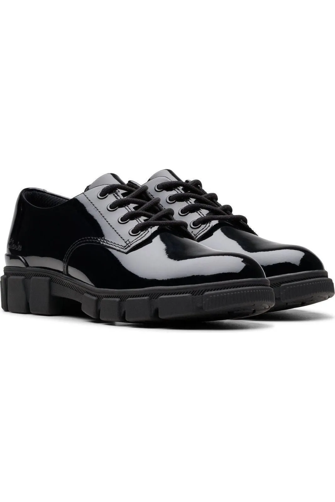 Clarks Evyn Lace Youth black patent