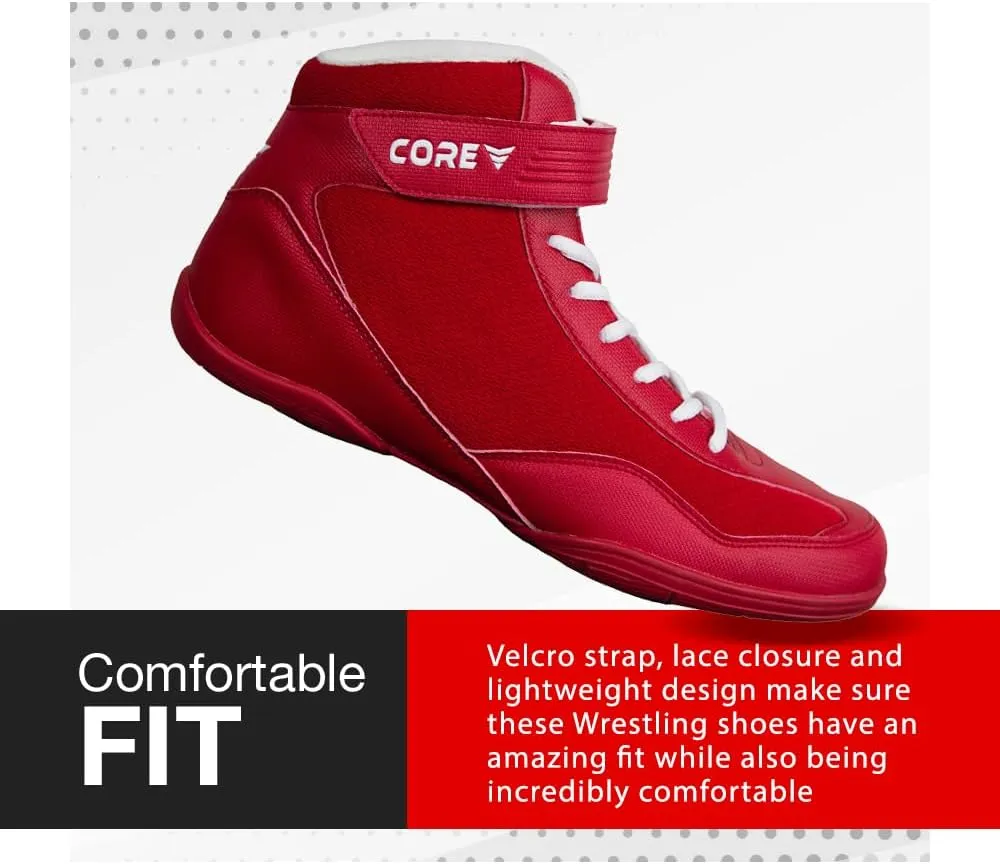 CORE Wrestling Shoes  High Traction Wrestling Shoes for Men, Women, Youth & Kids - Durable Shoes for Wrestling, Boxing, Weightlifting & Bodybuilding  Combat Sports Footwear, Lightweight Gym Shoes