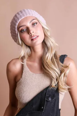 Cozy Boucle Rib Knit Fashion Hat Beret