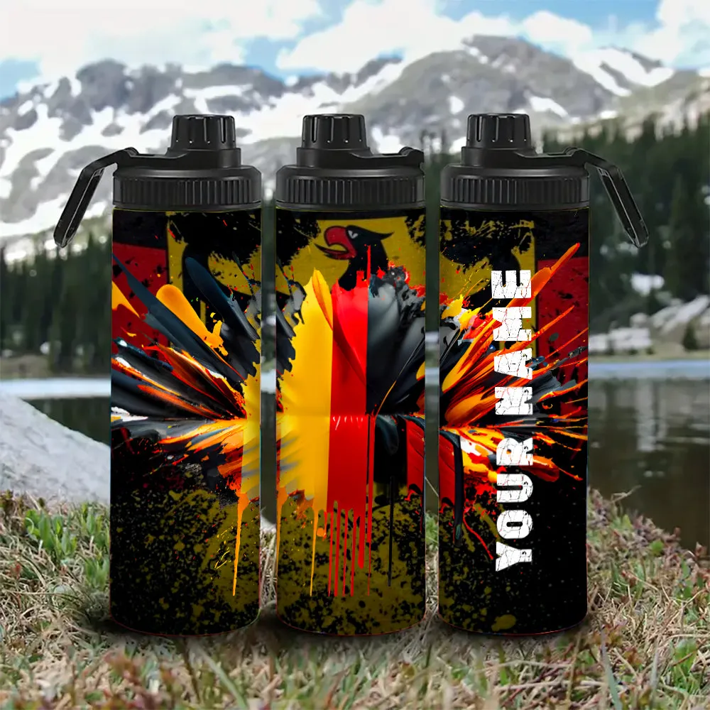 Customized Name Germany Flag Water Bottle - Perfect for Cycling, Hiking, Fitness & Outdoor Adventures