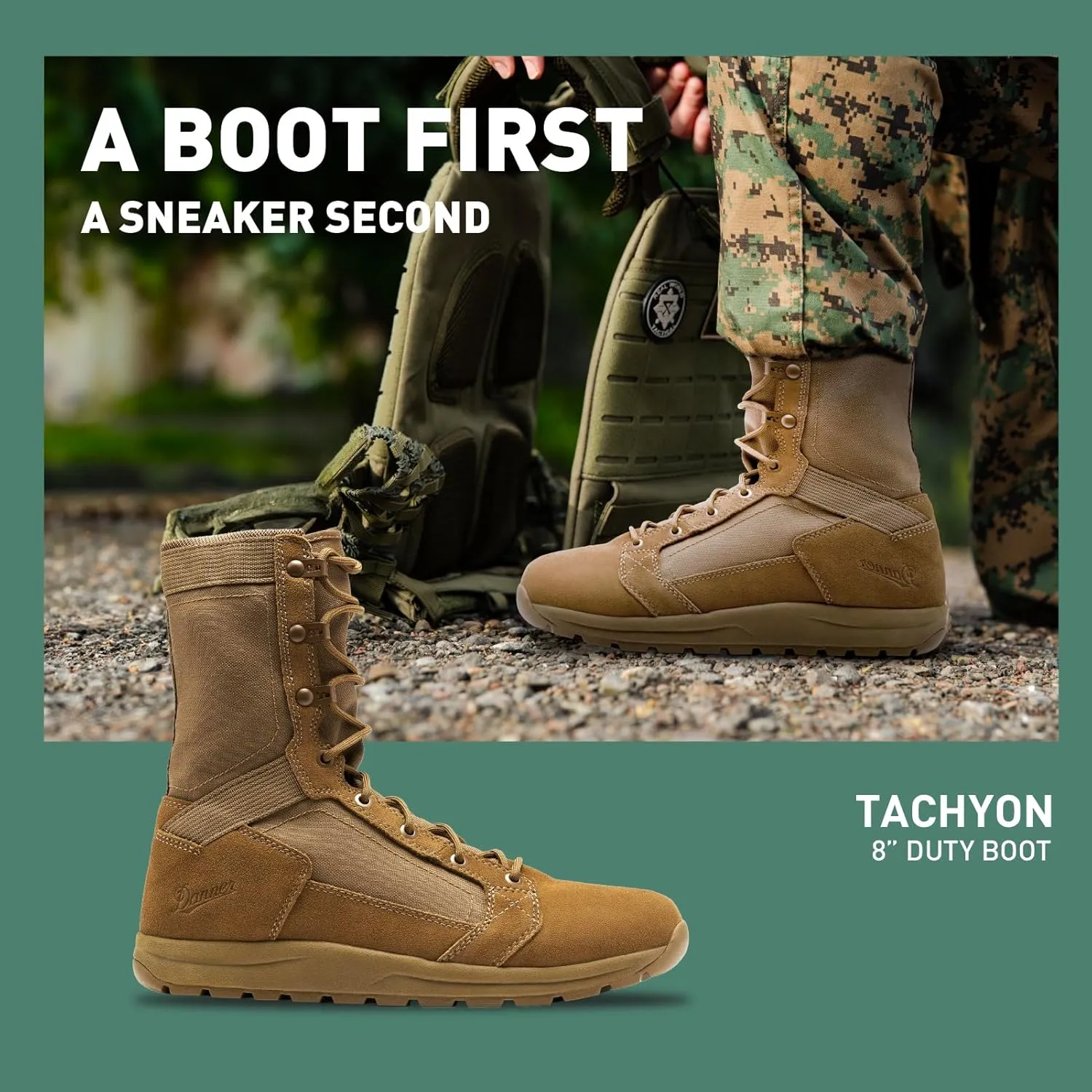 Danner Tachyon 8 Tactical Boots for Men - Ultralight Fast Drying Upper with Abrasion-Resistant Toe, Comfort Footbed, and Non Slip Traction Outsole