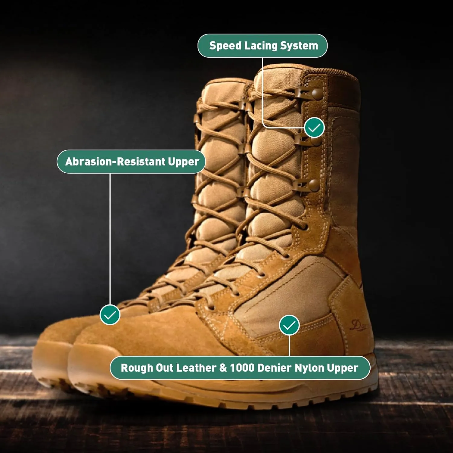 Danner Tachyon 8 Tactical Boots for Men - Ultralight Fast Drying Upper with Abrasion-Resistant Toe, Comfort Footbed, and Non Slip Traction Outsole
