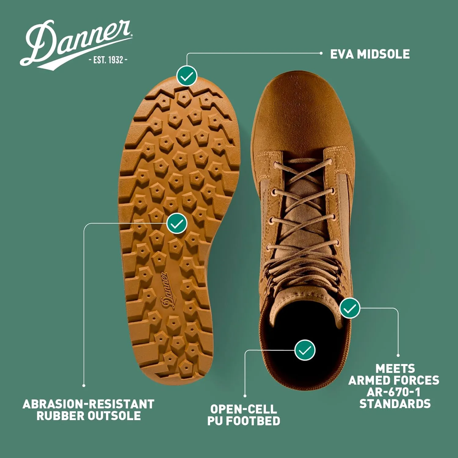 Danner Tachyon 8 Tactical Boots for Men - Ultralight Fast Drying Upper with Abrasion-Resistant Toe, Comfort Footbed, and Non Slip Traction Outsole