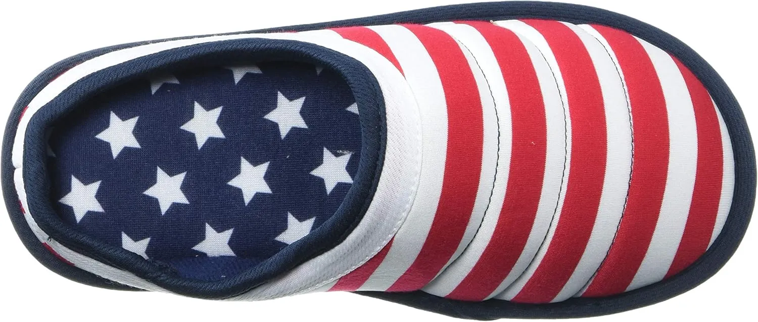 Dearfoams Unisex-Child Kids Toddlers Patriotic Americana Clog for 4th of July Slipper