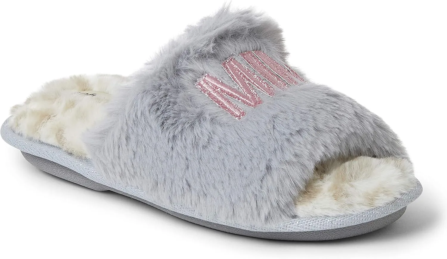Dearfoams Unisex-Child Lana Slide with Slogan Slipper