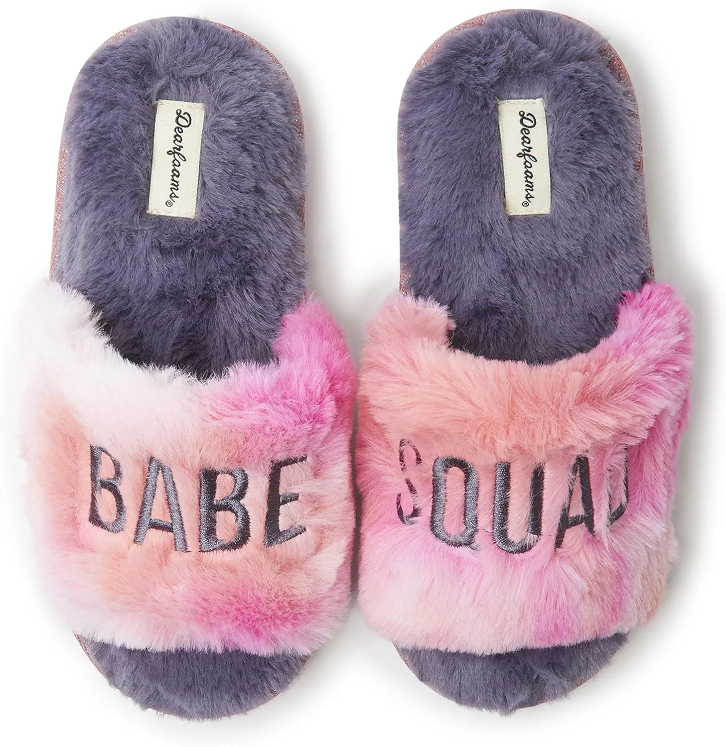 Dearfoams Unisex-Child Lana Slide with Slogan Slipper