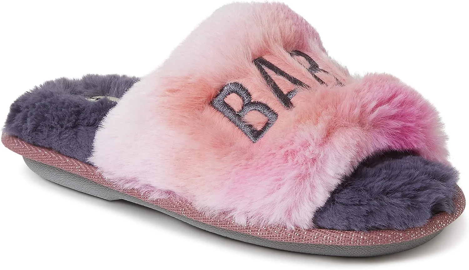 Dearfoams Unisex-Child Lana Slide with Slogan Slipper