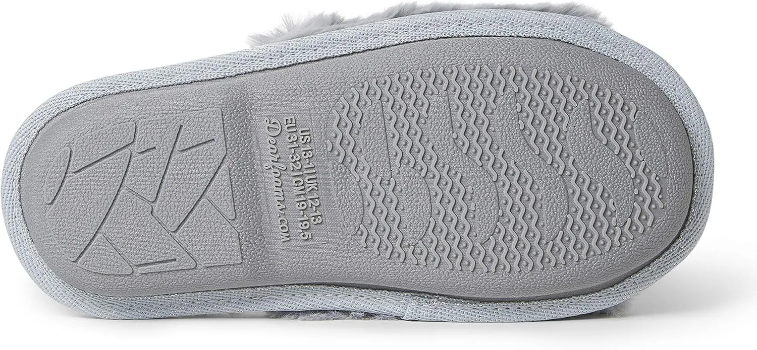Dearfoams Unisex-Child Lana Slide with Slogan Slipper