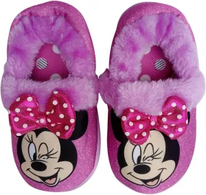 Disney Girl's Minnie Mouse 3D Plush Fuzzy Slippers
