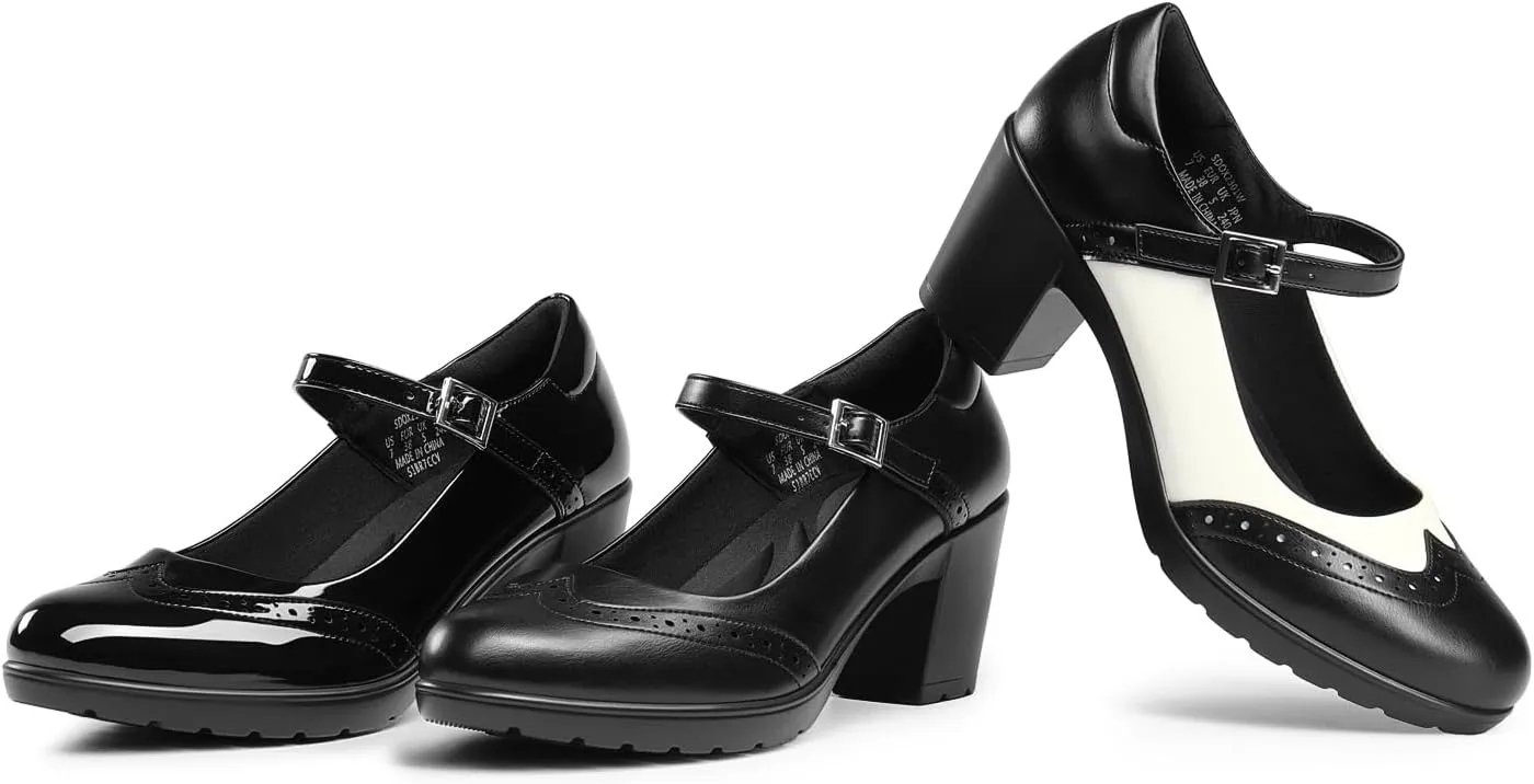 DREAM PAIRS Women's Oxfords Mary Jane Dress Shoes Heels for Women