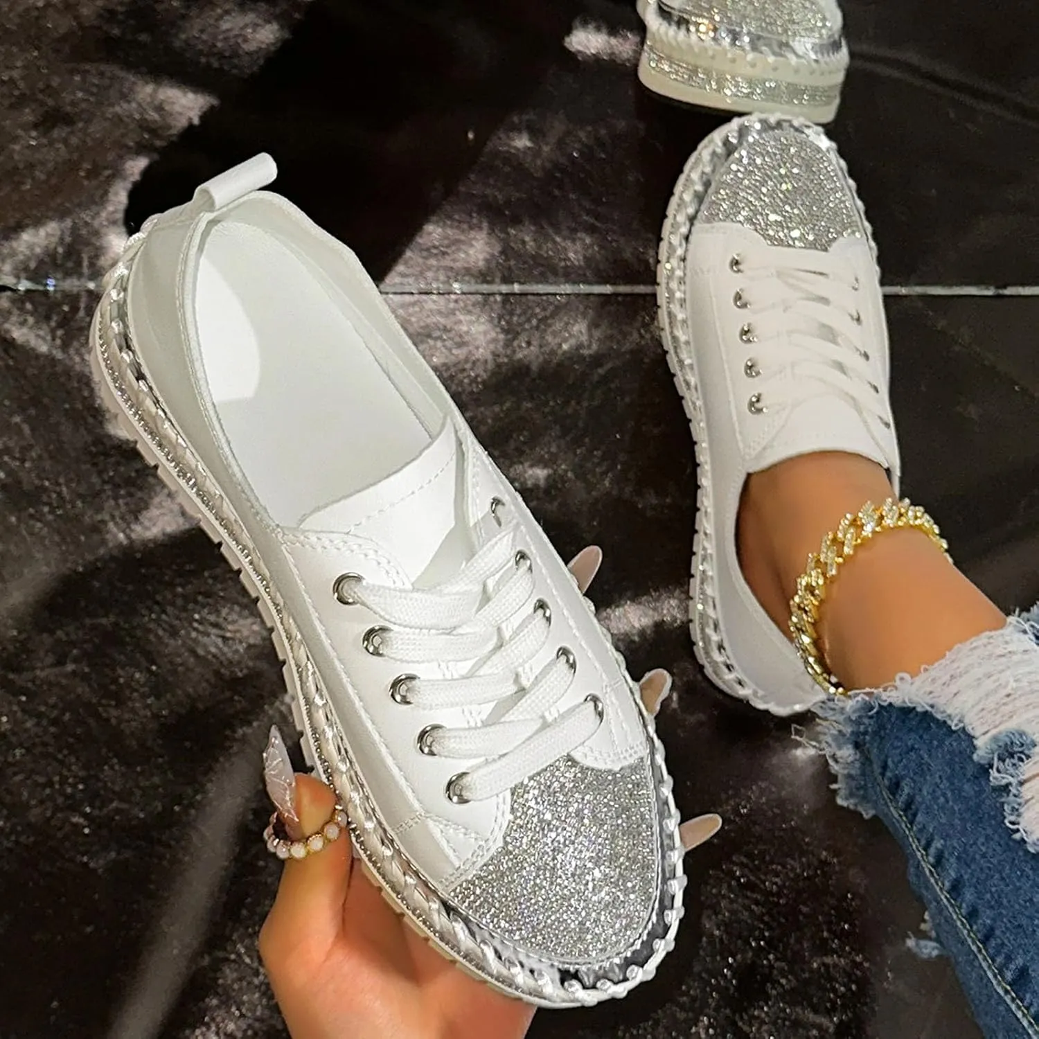 Dress Sneakers for Women Workout Shoes Womens Sneakers Slip On Walking Shoes Running Shoes Lightweight Non Slip Shoes
