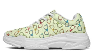 Eye Glasses Pattern Yellow Chunky Sneakers