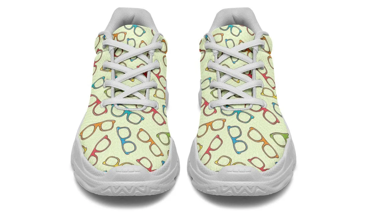 Eye Glasses Pattern Yellow Chunky Sneakers