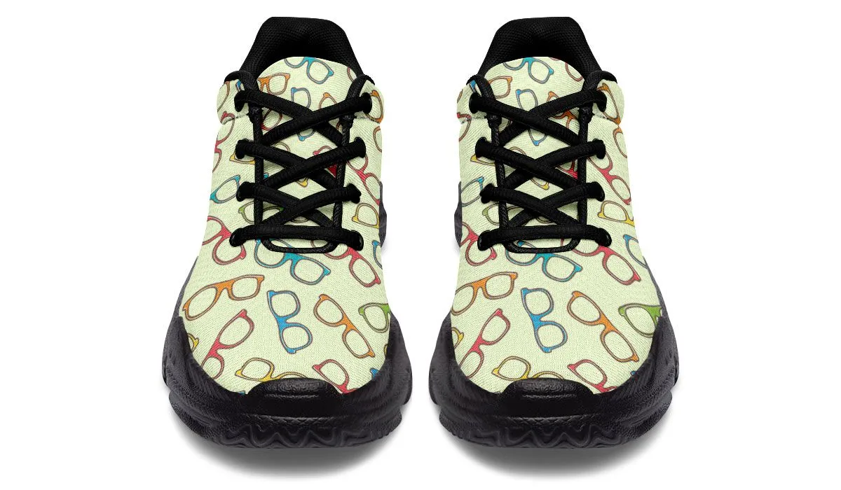 Eye Glasses Pattern Yellow Chunky Sneakers