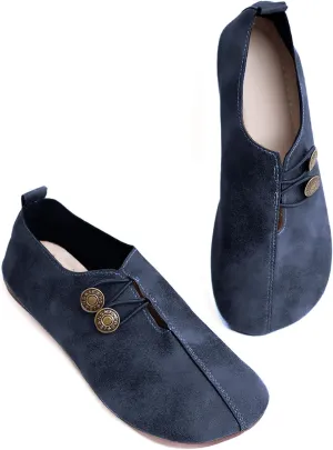 Flats Shoes Women Comfortable Fashion Round Toe Flats Casual Dressy Ballet Flat Shoes Lightweight Soft Non Slip Business Work Loafer Elegant Slip On Loafers with Button